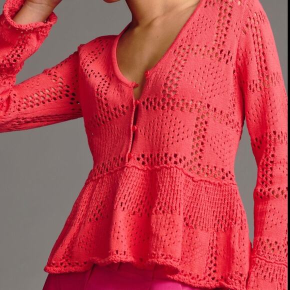 NWT Anthropologie Pilcro Pointelle Babydoll Sweater Sz M - Picture 3 of 9